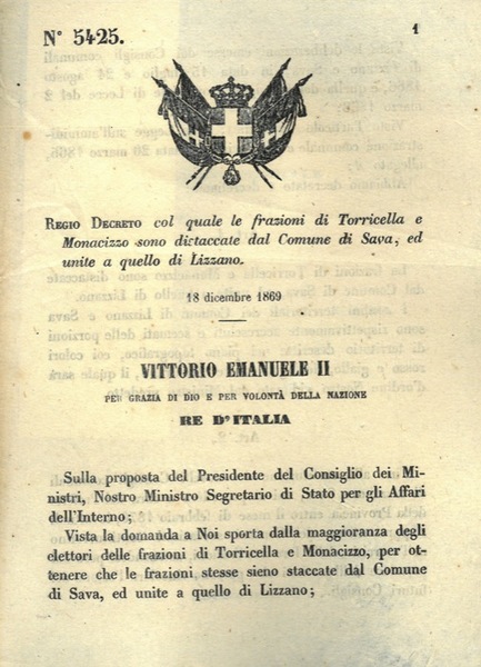 col quale le frazioni di Torricella e Monacizzo sono distaccate …