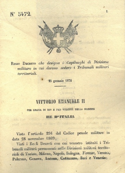 che designa i Capoluoghi di Divisione militare in cui devono …