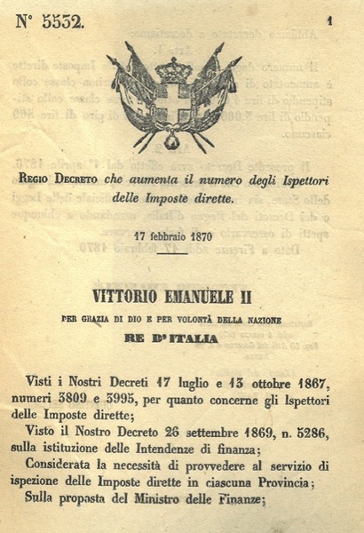 che aumenta il numero degli Ispettori delle Imposte dirette.