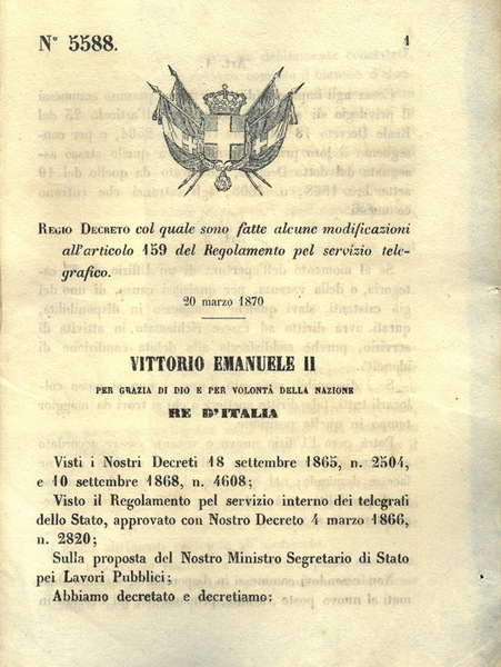 col quale sono fatte alcune modificazioni al Regolamento pel servizio …