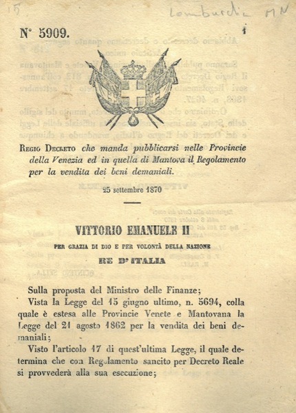 che manda pubblicarsi nelle Provincie della Venezia ed in quella …