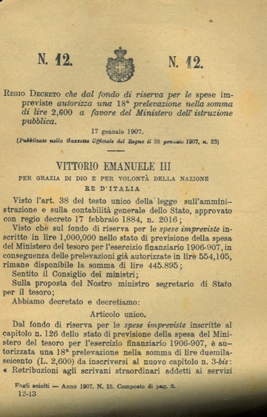 che dal fondo di riserva per le spese impreviste autorizza …