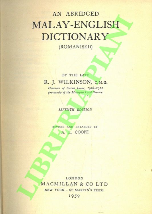 An Abridged Malay-English Dictionary (Romanised).