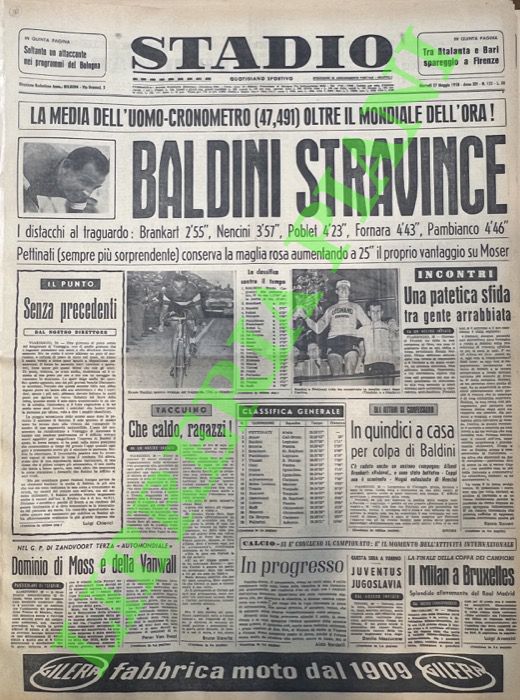 Baldini stravince. La media dell'uomo-cronometro (47,491) oltre il mondiale dell'ora!