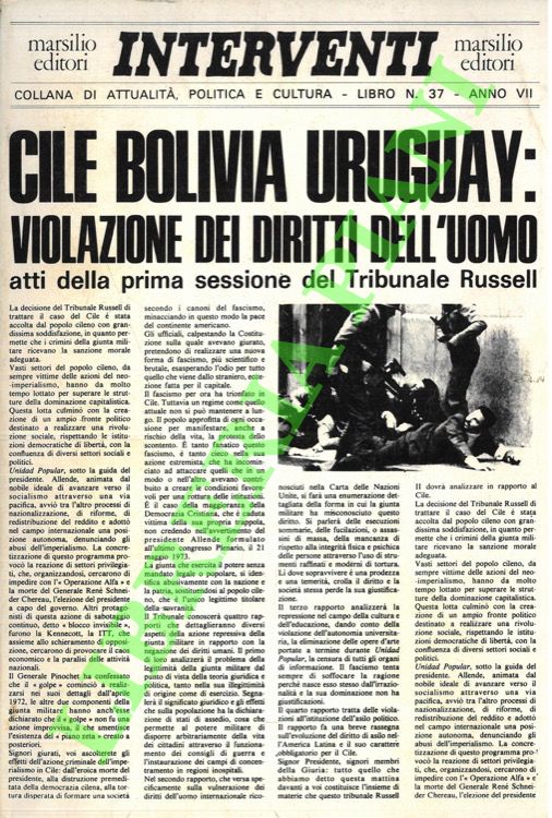 Cile, Bolivia, Uruguay: violazione dei diritti dell'uomo. Atti della prima …