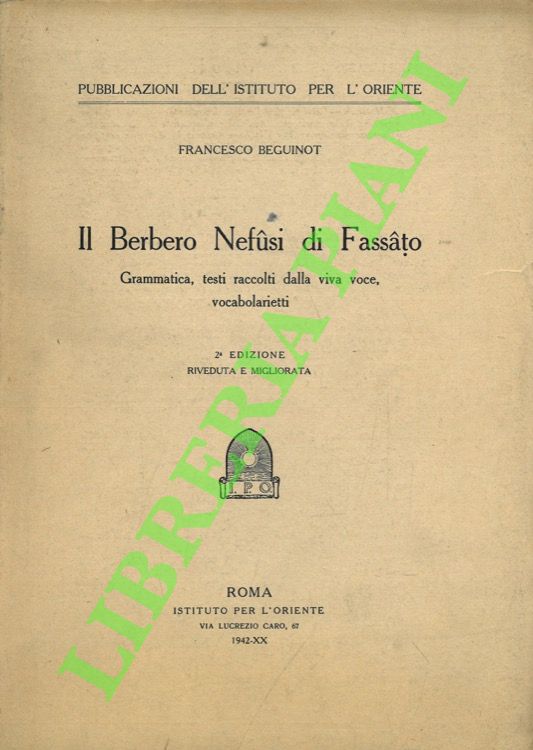 Il berbero Nefusi di Fassato. Grammatica, testi raccolti della viva …