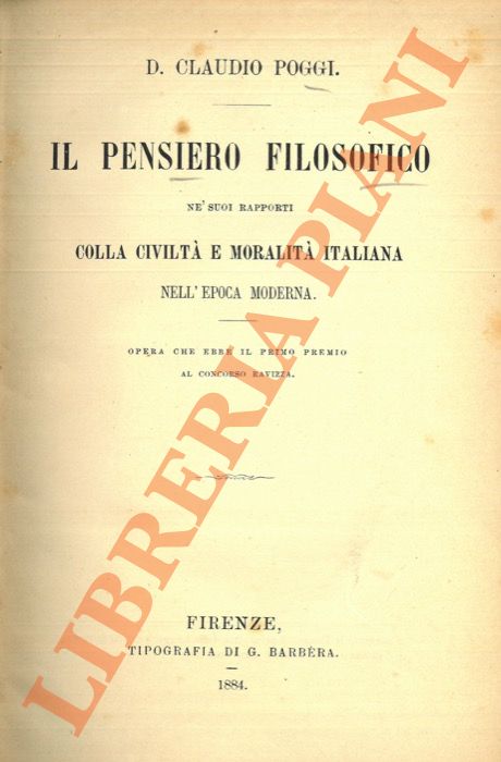 Il pensiero filosofico ne' suoi rapporti colla civiltà e moralità …