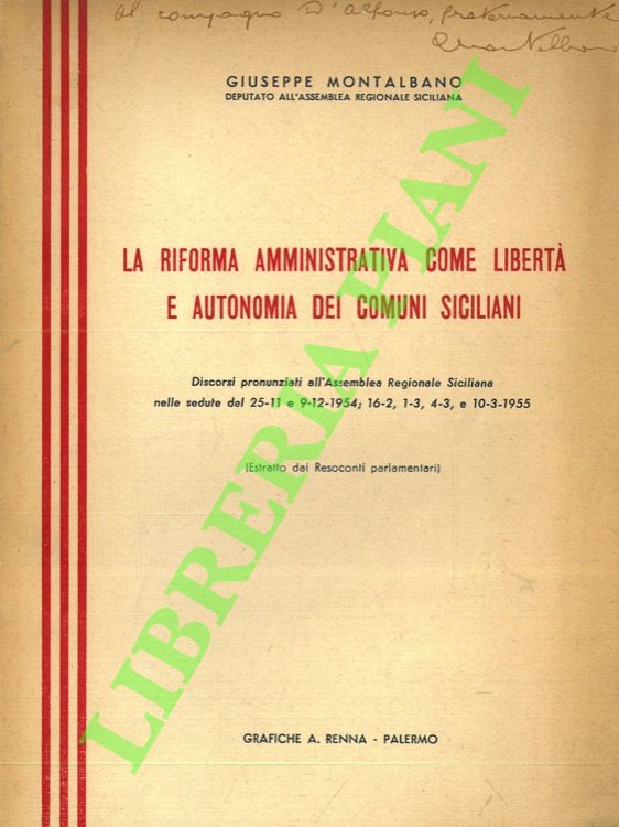 La riforma amministrativa come libertà e autonomia dei comuni siciliani.