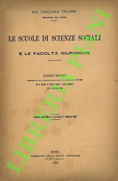 Le scuole di scienze sociali e le facoltà giuridiche. Discorso …