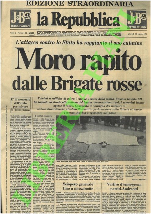 Moro rapito dalle Brigate Rosse. L'assassinio di Moro.