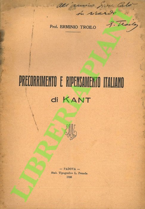 Precorrimento e ripensamento italiano di Kant.