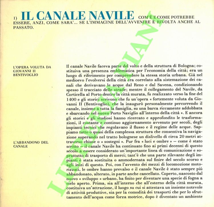 Progetto di recupero del Canale Navile.