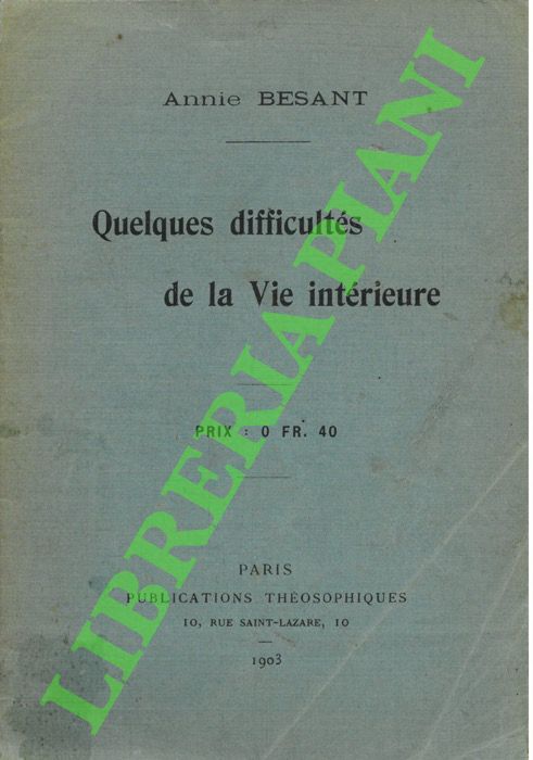 Quelques difficultés de la Vie intérieure.