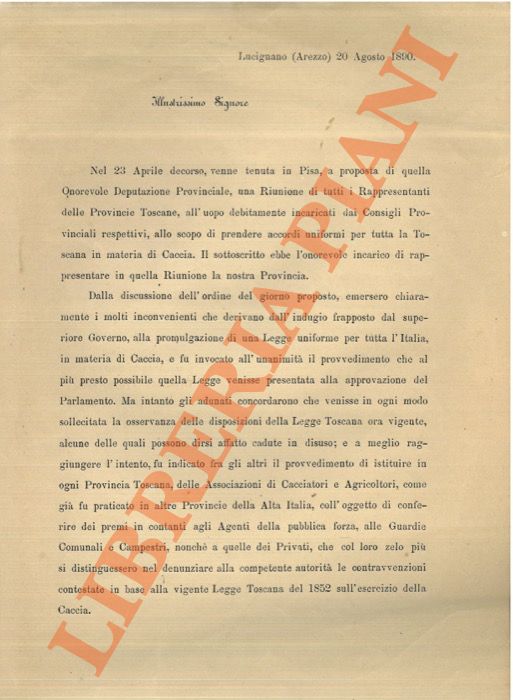 Relazione sull'esercizio della caccia e sull'istituzione nelle provincie toscane di …