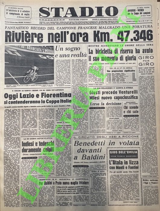 Rivière nell'ora Km. 47.346. Fantastico record del campione francese malgrado …