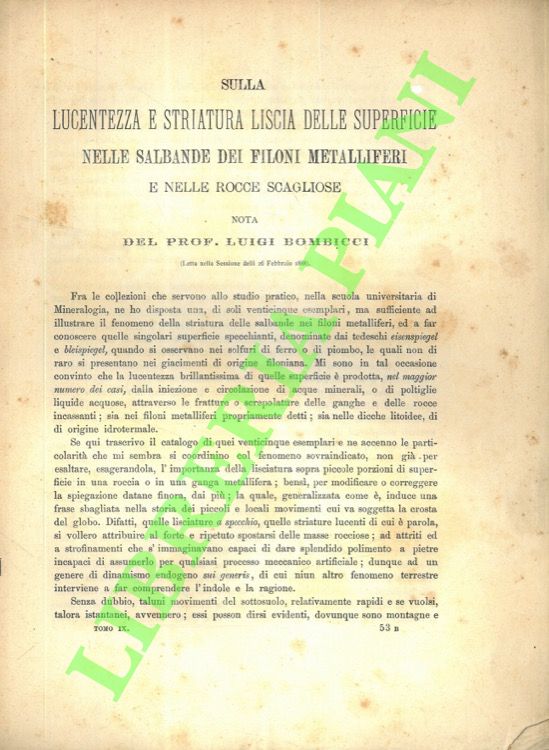 Sulla lucentezza e striatura liscia delle superficie nelle salbande dei …