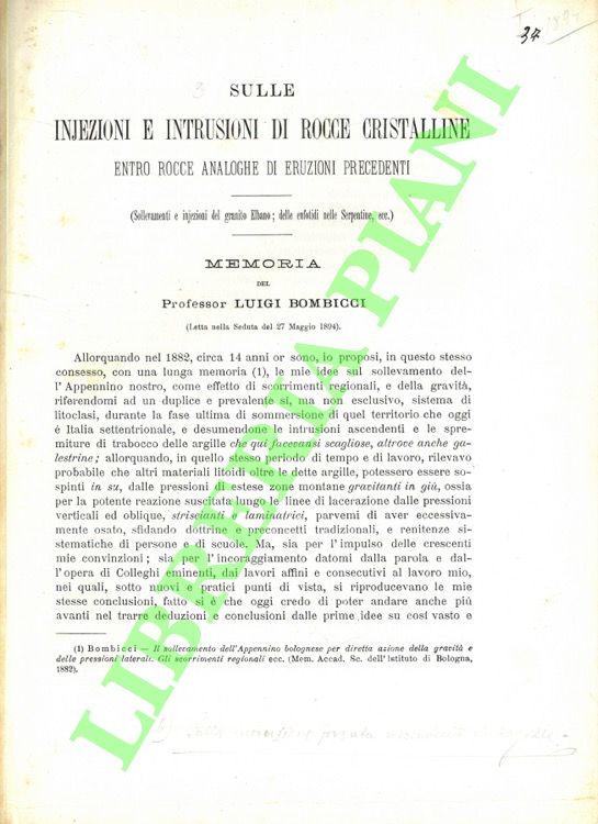 Sulle injezioni e intrusioni di rocce cristalline entro rocce analoghe …