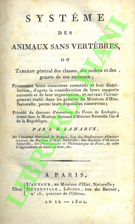 Systeme des animaux sans vertèbres, ou tableau général des classes, …