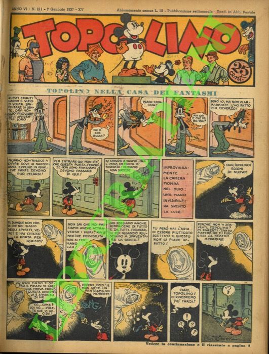 Topolino 1937. Disponiamo dei da n° 211 a 235.