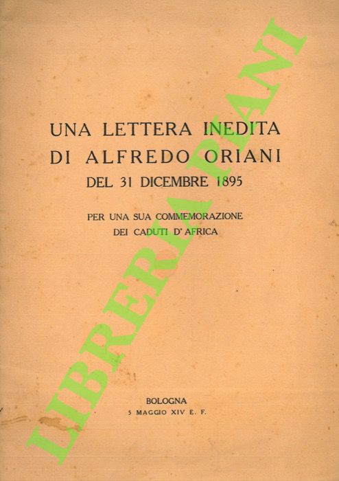 Una lettera inedita di Alfredo Oriani del 31 dicembre 1895 …