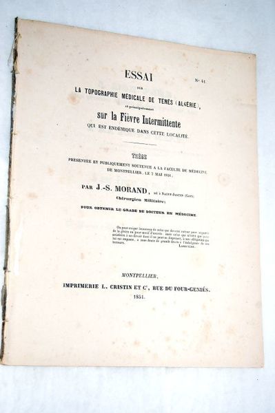 Essai sur la topographie médicale de Ténès (Algérie), et principalement …