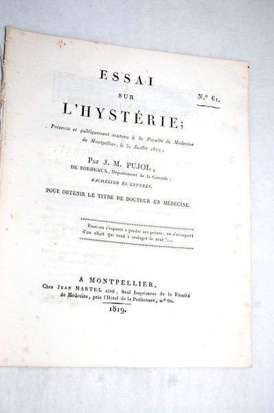Essai sur l'hystérie.
