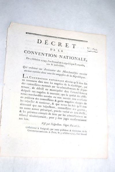 DÉCRET DE LA CONVENTION NATIONALE, du 2 octobre 1793, l'an …