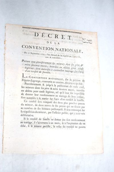 DÉCRET DE LA CONVENTION NATIONALE, du 7 septembre 1793, l'an …