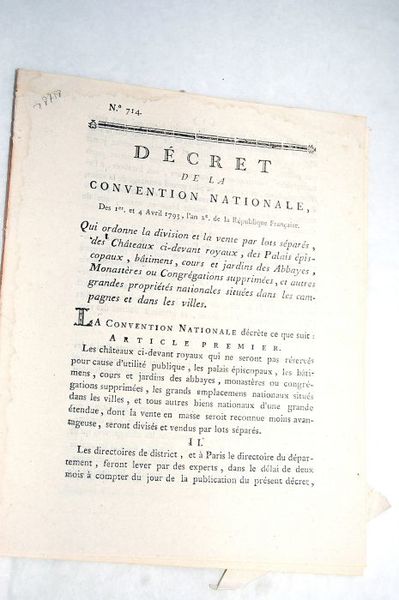 DÉCRET DE LA CONVENTION NATIONALE, des 1er et 4 avril …