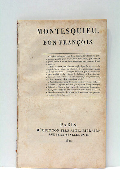 MONTESQUIEU, BON FRANÇOIS.