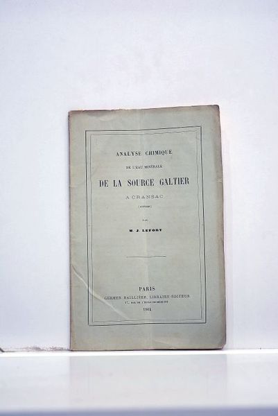 Analyse chimique de l'eau minérale de la source Galtier à …