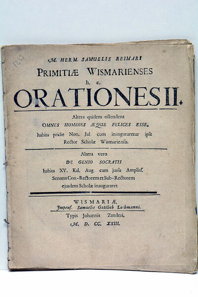 Primitiae Wismarienses h.e. Orationes II. Altera quidem ostendens omnes homines …