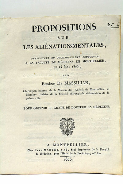 Propositions sur les Aliénations Mentales.