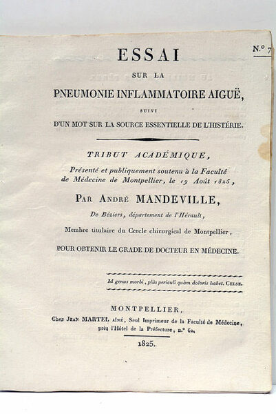 Essai sur la Pneumonie inflammatoire aiguë, suivi d'un mot sur …