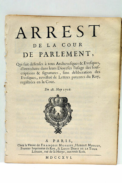 ARREST DE LA COUR DE PARLEMENT, qui fait défenses à …