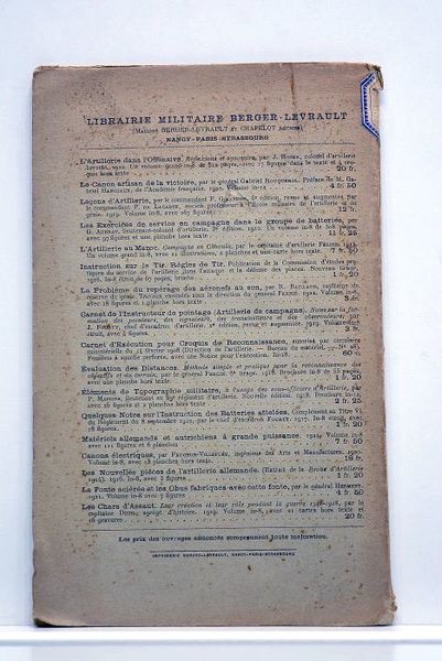 Le réglage muet ou "calculé" du tir de l'artillerie.