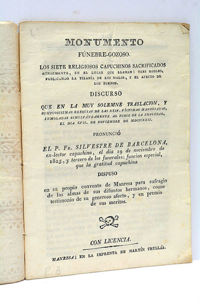 Monumento Fúnebre-Gozoso. Los siete religiosos capuchinos sacrificados atrozmente, en el …