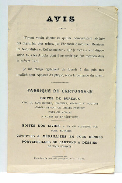 AVIS. Fabrique de cartonnage, boîtes de bureaux avec ou sans …