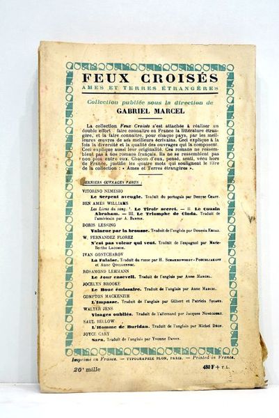 Les frères Whiteoak. Roman. Traduit de l'anglais par Hélène Claireau.