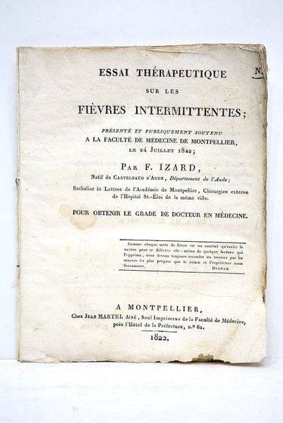 Essai thérapeutique sur les fièvres intermittentes présenté et publiquement soutenu …