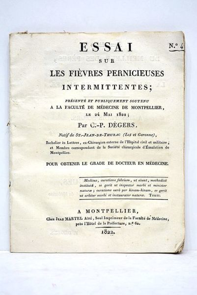 Essai sur les fièvres pernicieuses intermitentes prénsenté et publiquement soutenu …