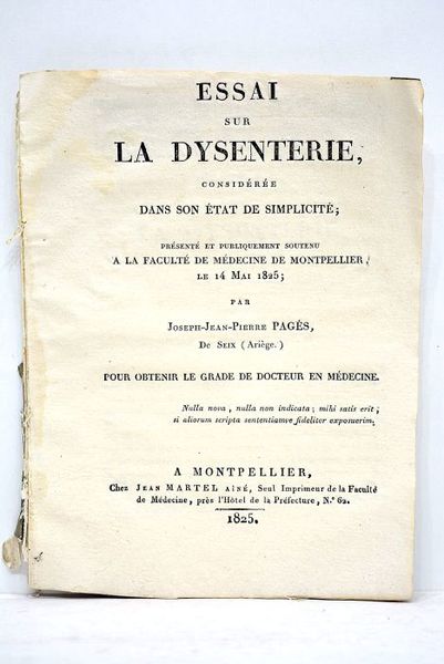 Essai sur la dysenterie considérée dans son état de simplicité. …