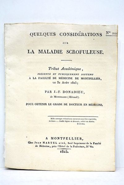 Quelques considérations sur la maladie scrofuleuse. Tribut académique présenté et …