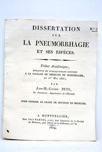 Dissertation sur la pneumorrhagie et ses espèces. Tribut académique présenté …