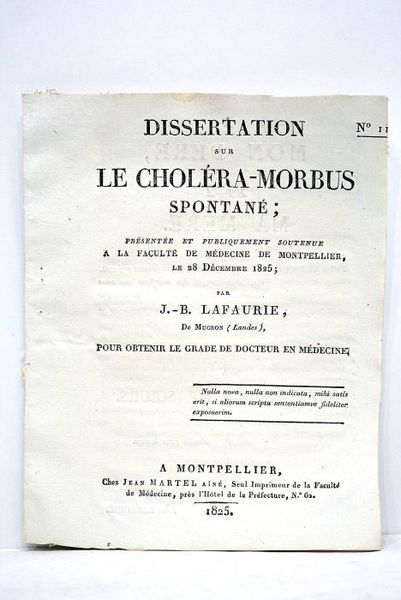 Dissertation sur le choléra-morbus spontané. Présentée et publiquement soutenue à …