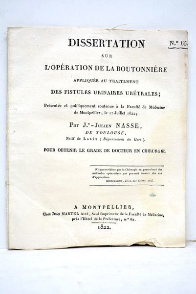 Dissertation sur l'opération de la boutonnière appliquée au traitement des …