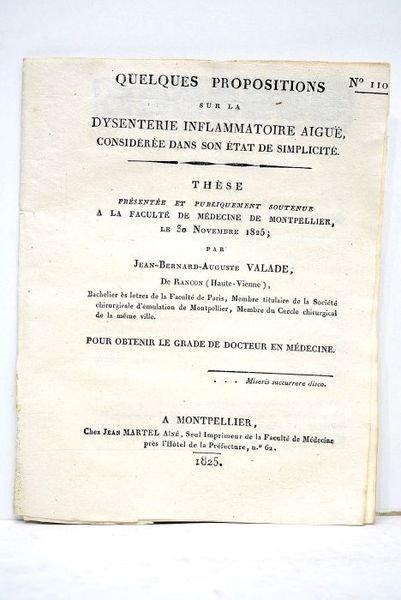 Quelques propositions sur la dysenterie inflammatoire aiguë. Considérée dans son …