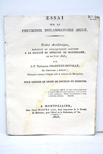 Essai sur la pneumonie inflammatoire aiguë. Tribut académique présenté et …