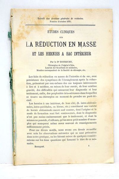 Extrait des Archives générales de médecine. Numéro d'octobre 1876. Etudes …