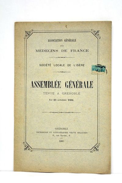 ASSEMBLEE générale tenue à Grenoble le 25 octobre 1884.